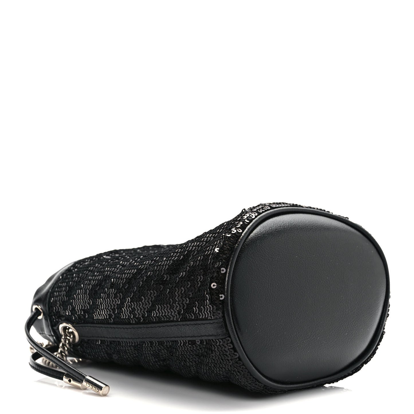 Sequin Mini GG Marmont 2.0 Bucket Bag Black