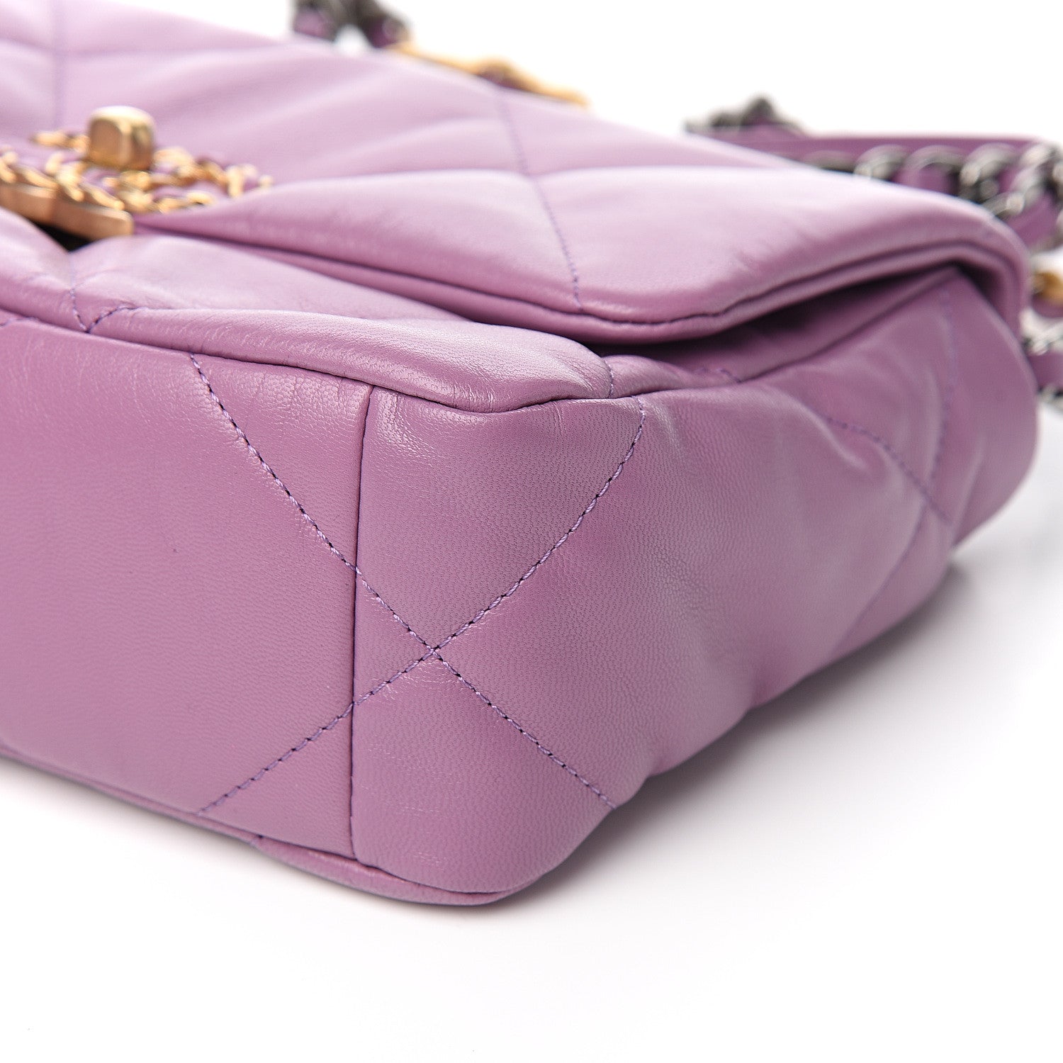 Chanel Goatskin Quilted Medium 19 Flap Violet Purple 8 of 10