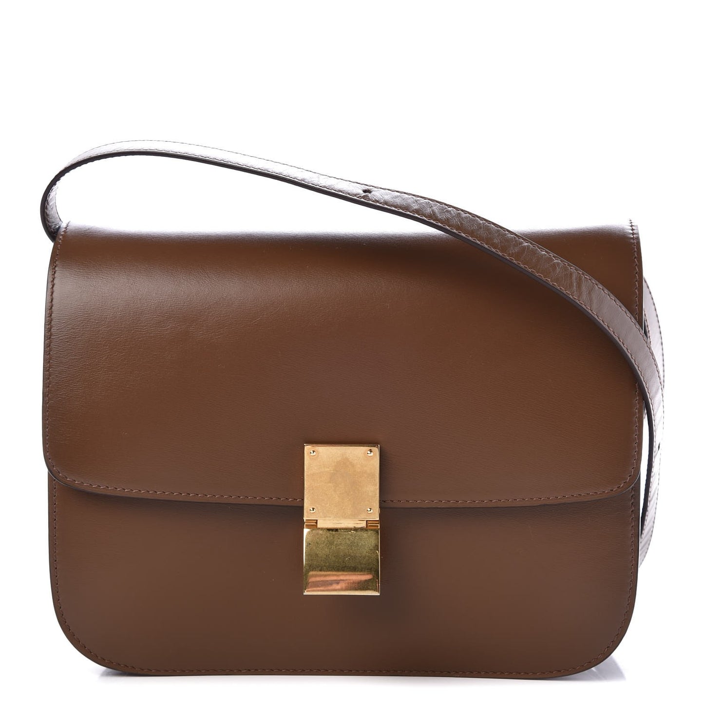 Box Calfskin Medium Classic Box Flap Bag Camel