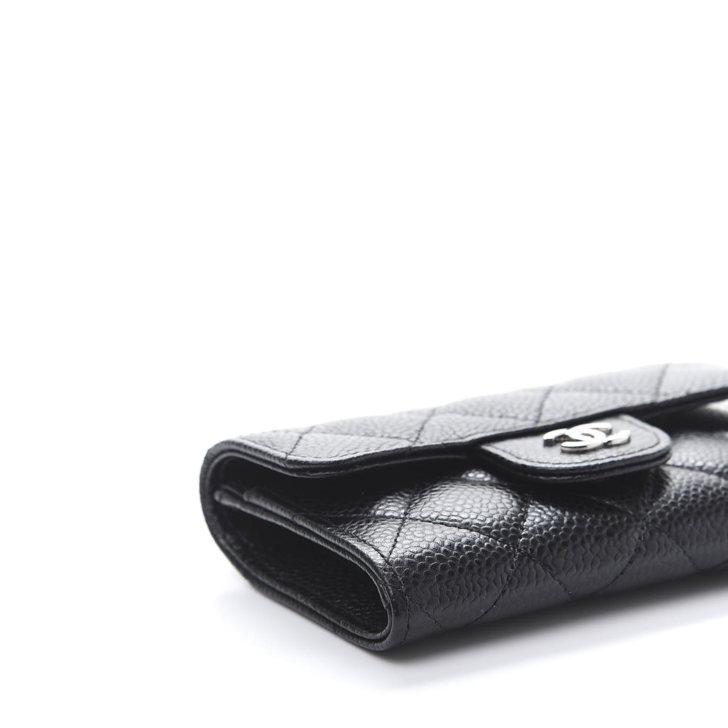 Caviar Quilted Flap Card Holder Black