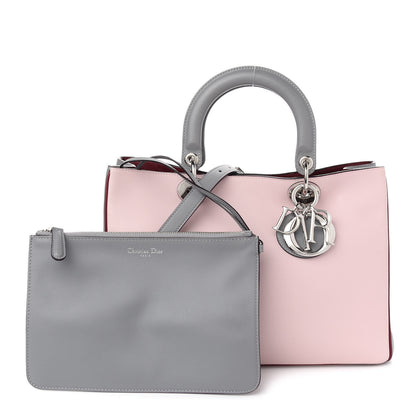 Christian Dior Smooth Calfskin Medium Tri-Color Diorissimo Tote Pink Grey Burgundy 1 of 11