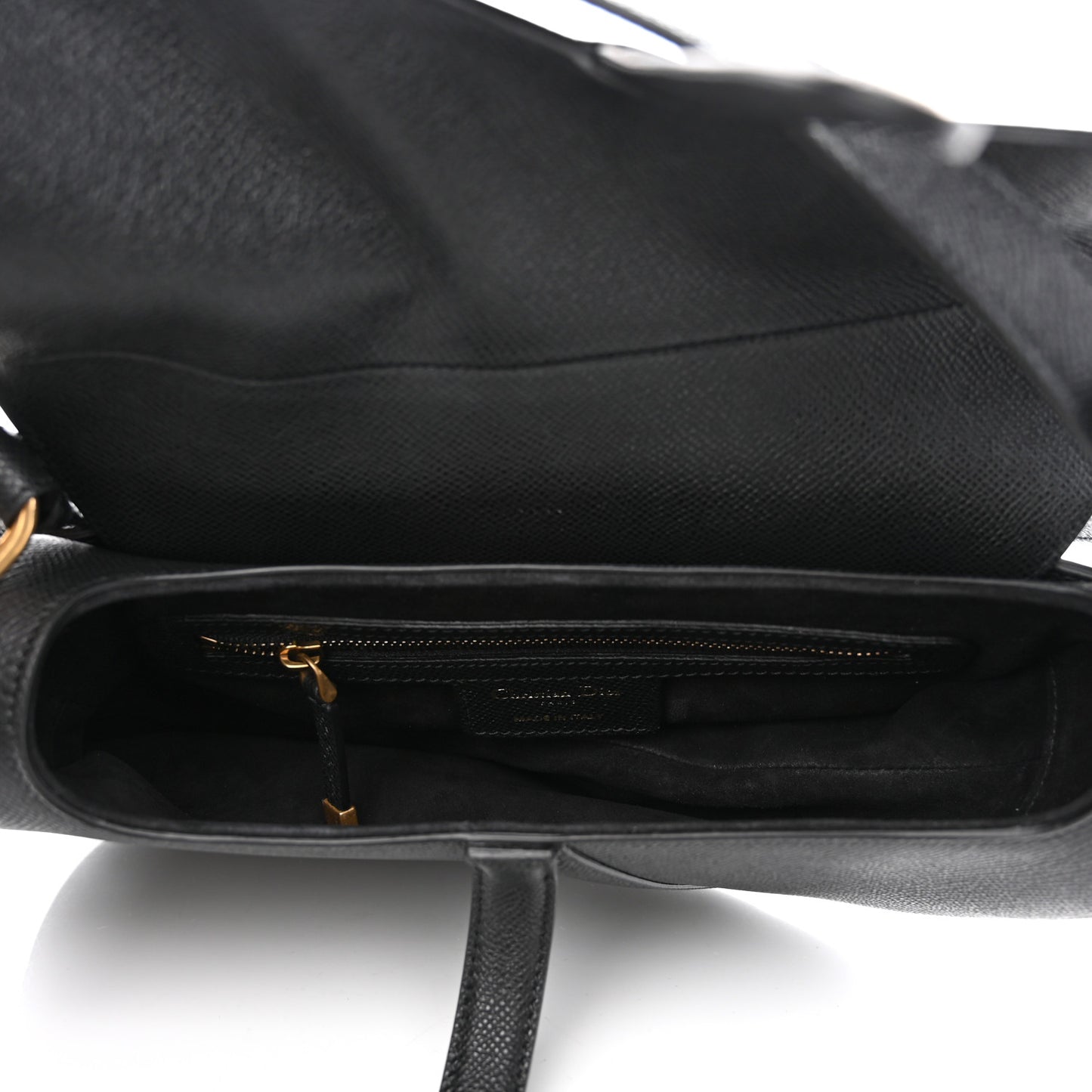 Grained Calfskin Saddle Bag With Strap Black
