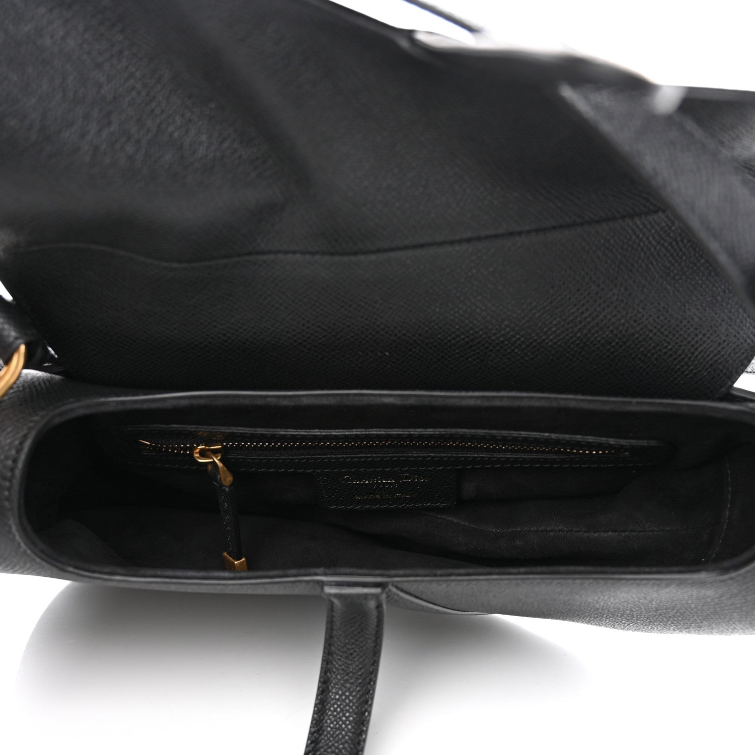 Christian Dior Grained Calfskin Saddle Bag With Strap Black 5 of 8