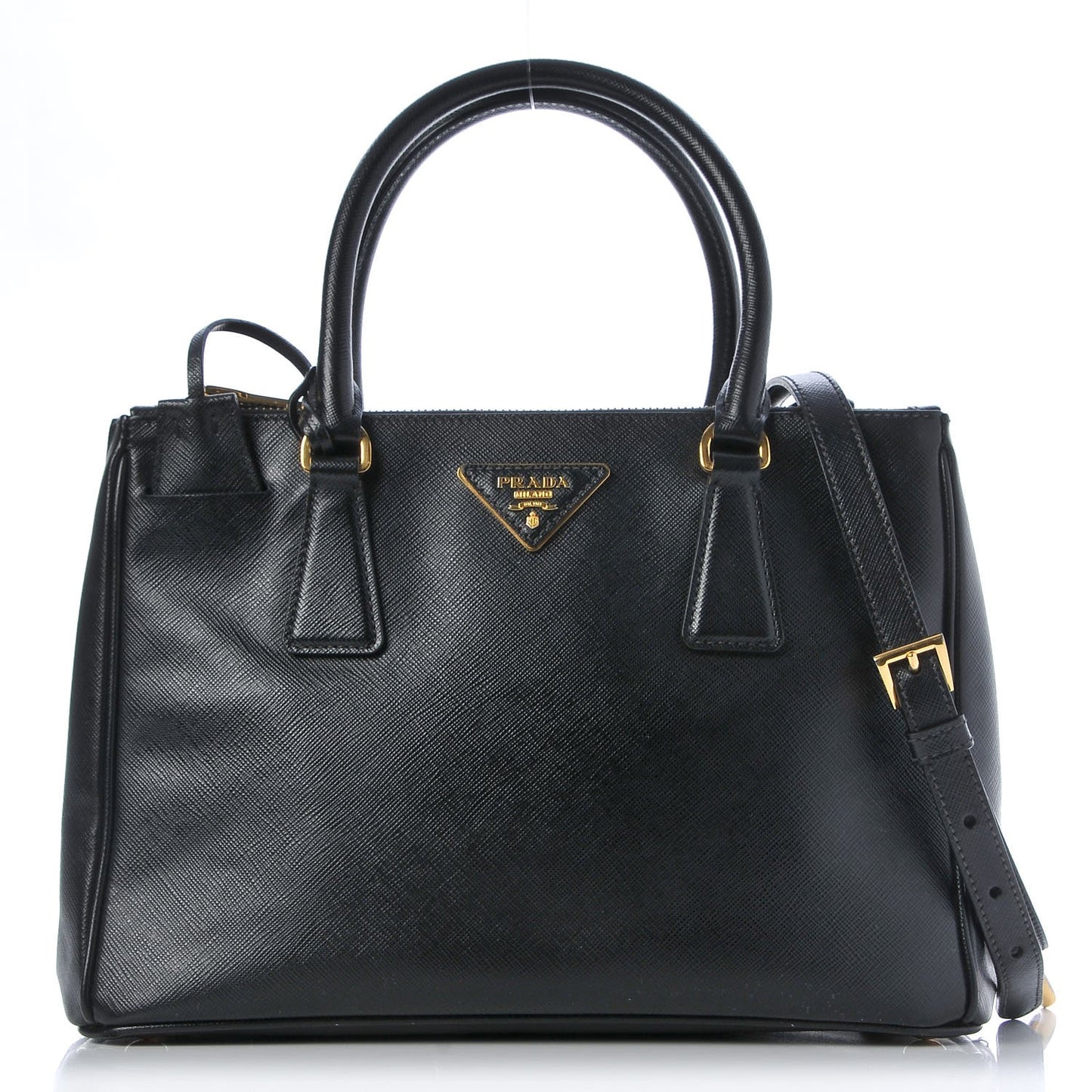 Saffiano Small Galleria Double Zip Tote Black