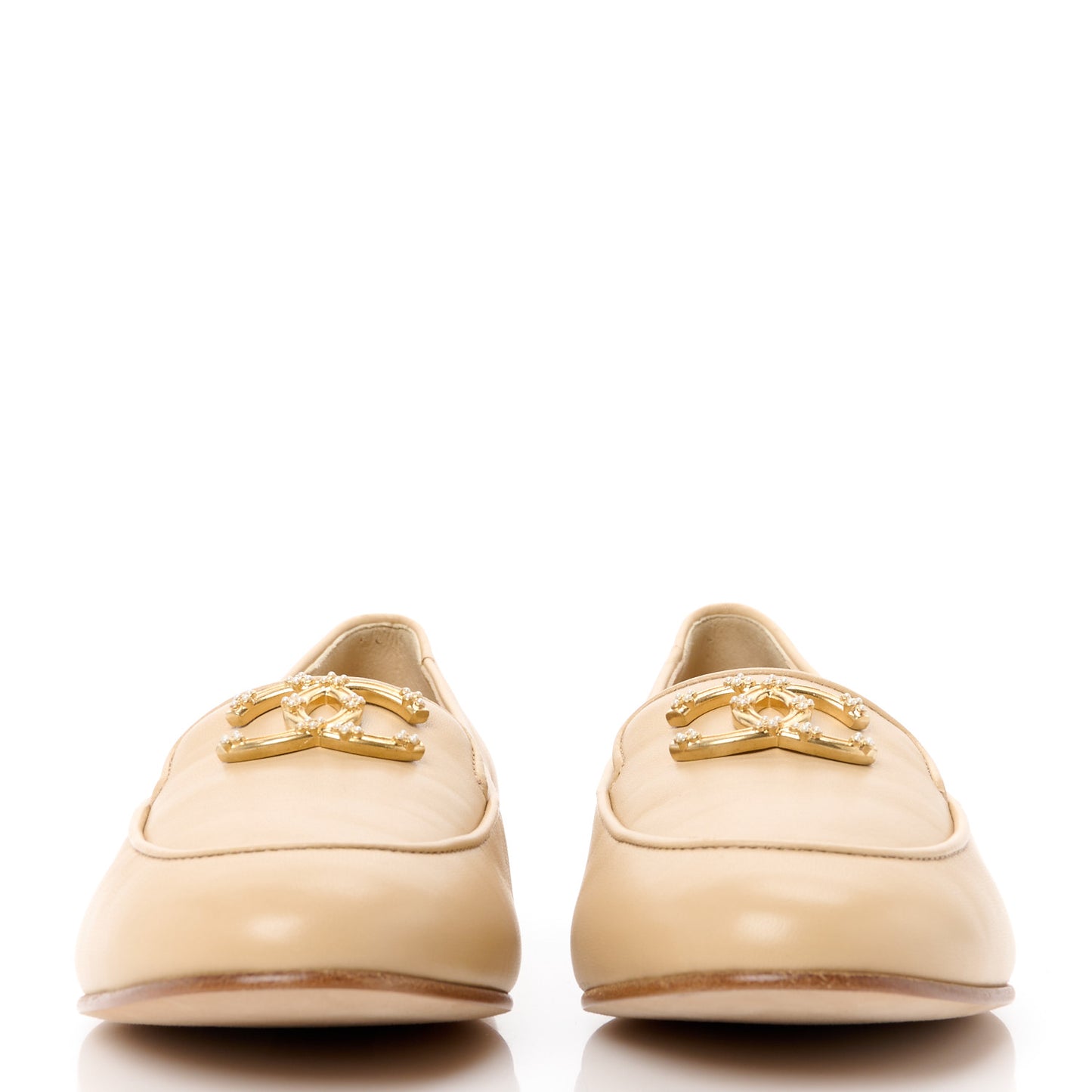 Lambskin Pearl CC Loafers 38.5 Black