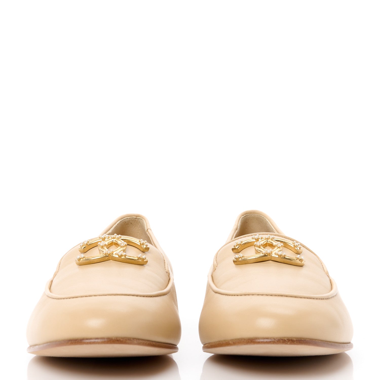 Chanel Lambskin Pearl CC Loafers 38.5 Black 2 of 12