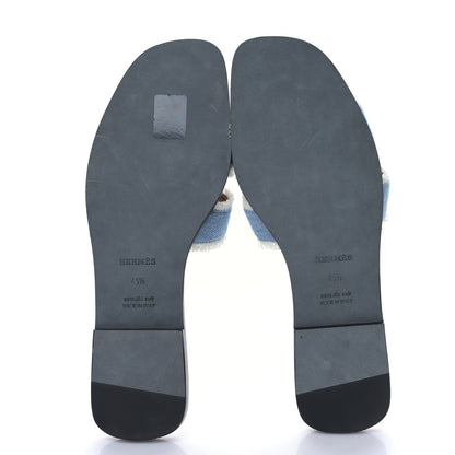 Hermes Denim Oran Fringe Sandals 41.5 Bleu Clair 5 of 8