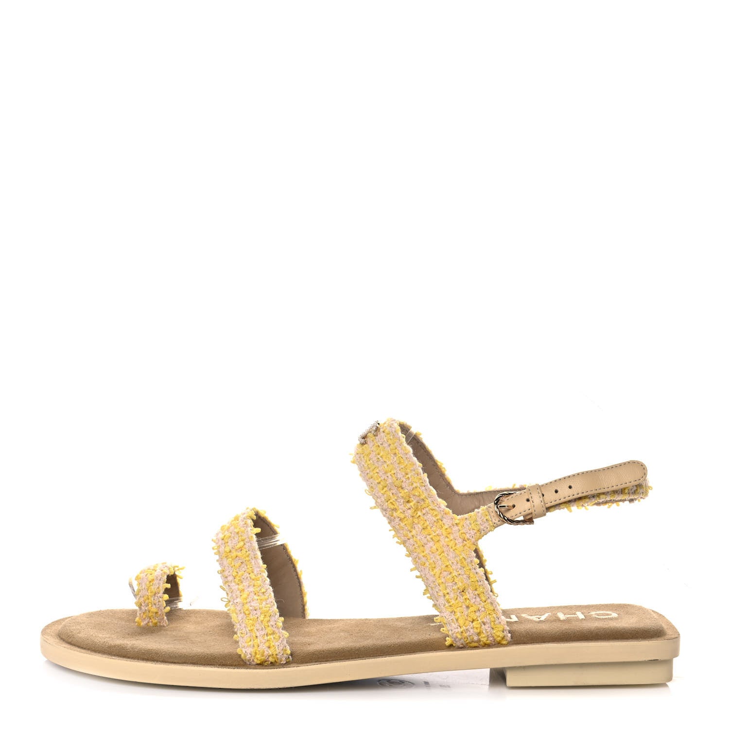 Chanel Tweed CC Sandals 39.5 Yellow Light Pink 1 of 9