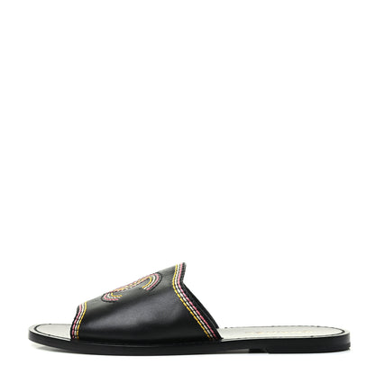 Chanel Calfskin Embroidered CC Sandal Mule 39 Black 1 of 7