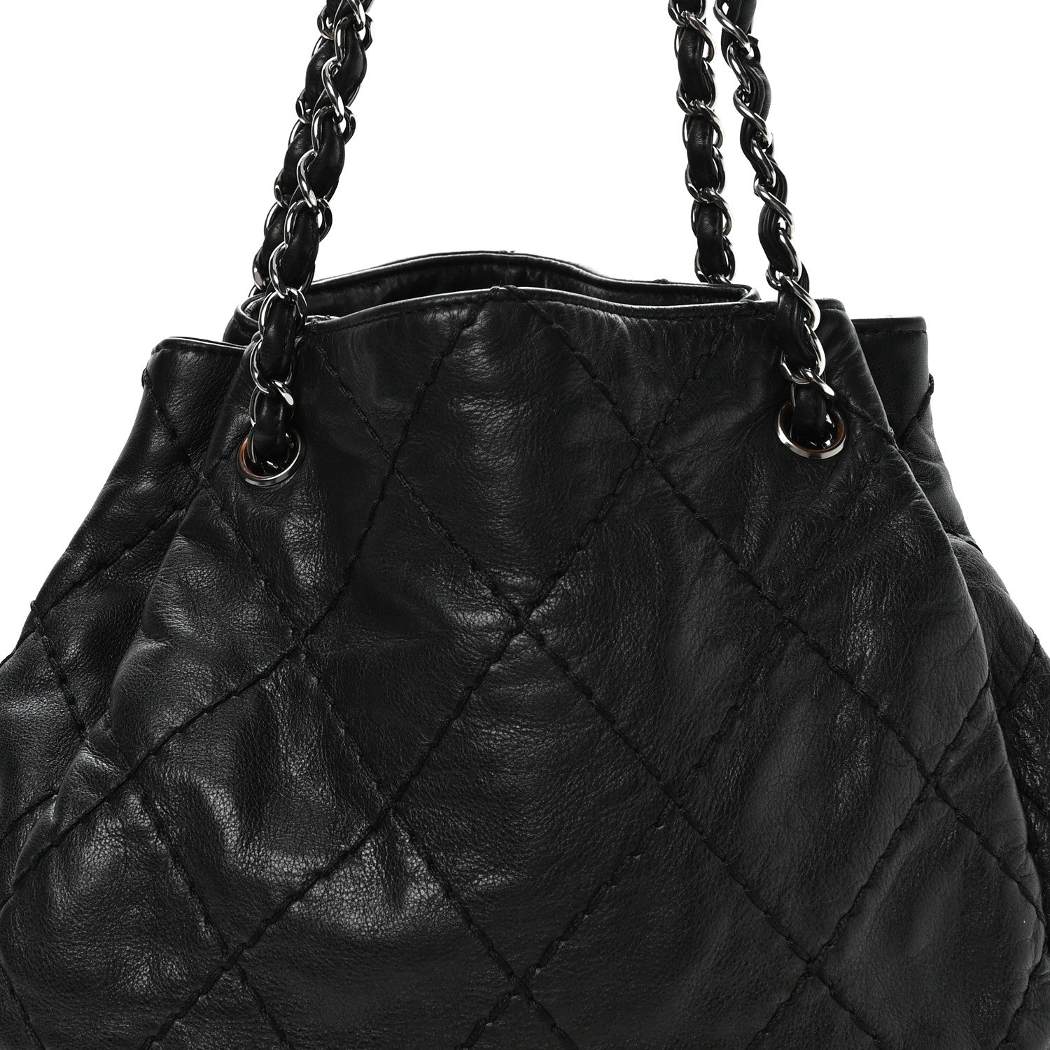 Chanel Lambskin Stitched Expandable Tote Black 7 of 11