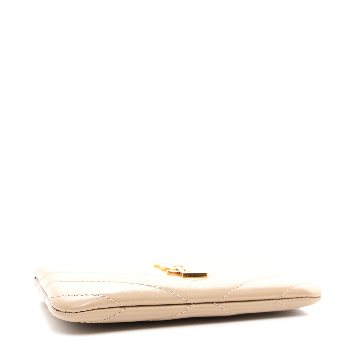 Calfskin Matelasse Monogram Key Pouch Light Taupe