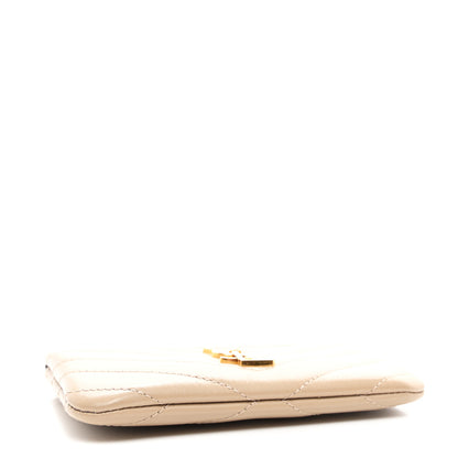 Saint Laurent Calfskin Matelasse Monogram Key Pouch Light Taupe 4 of 7
