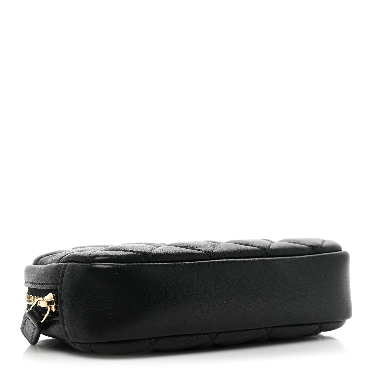 Chanel Lambskin Quilted Small Curvy Pouch Cosmetic Case Black 4 of 10
