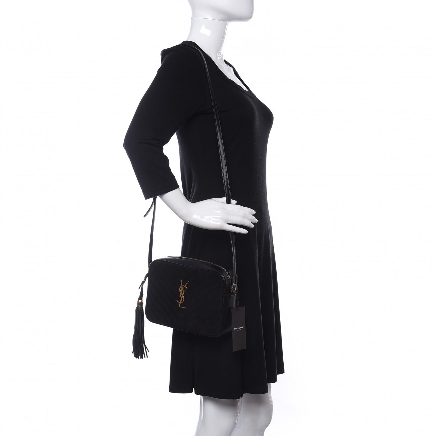 Suede Calfskin Monogram Lou Camera Bag Black