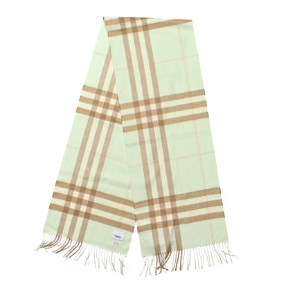 Burberry Cashmere Giant Check Fringe Scarf Pistachio 2 of 3