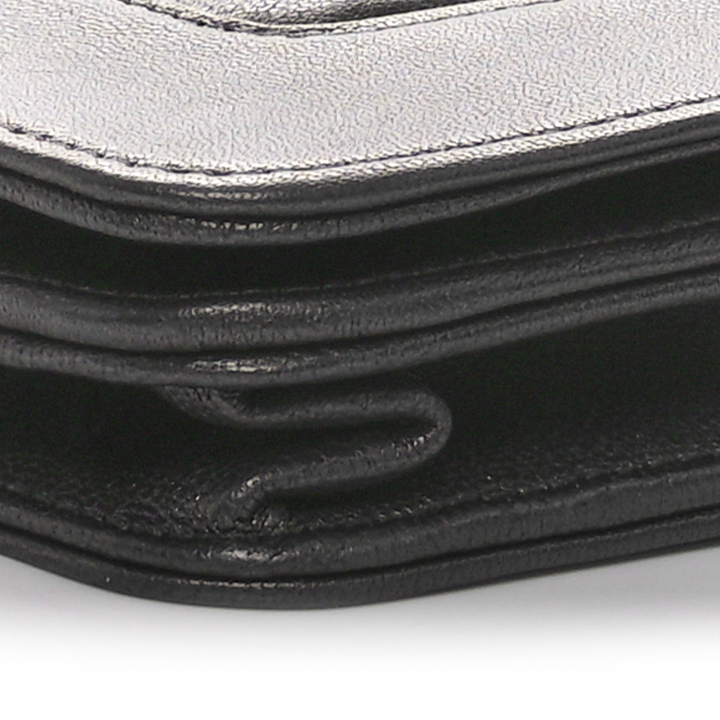 Chanel Metallic Goatskin Chevron Quilted Vintage Mademoiselle Wallet On Chain WOC Charcoal 10 of 11