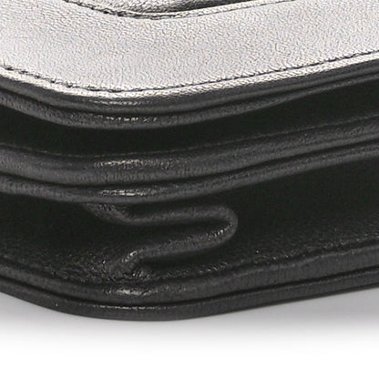 Chanel Metallic Goatskin Chevron Quilted Vintage Mademoiselle Wallet On Chain WOC Charcoal 10 of 11