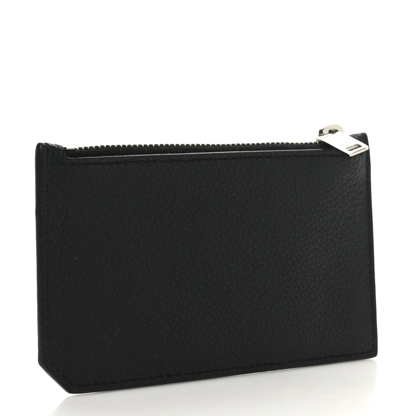 Grained Calfskin 5 Fragments Zip Pouch Card Holder Black