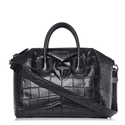 Givenchy Calfskin Crocodile Embossed Medium Antigona Black 1 of 16