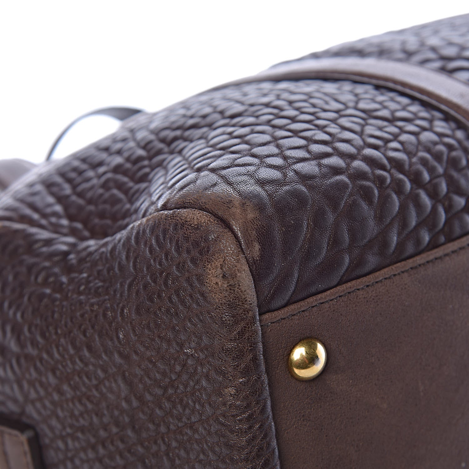 Saint Laurent Pebbled Lambskin Sac Bowly Dark Brown 12 of 14