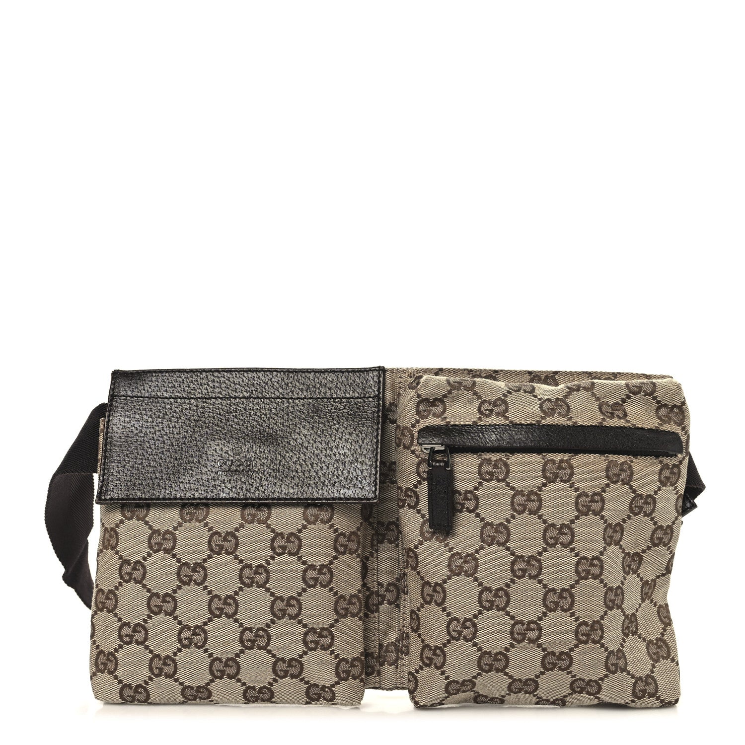 Gucci GG Monogram Double Pocket Belt Bag Dark Brown 1 of 10