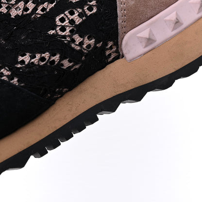 Valentino Garavani Macrame Lace Suede Womens Rockrunner Sneakers 36.5 Black 14 of 17