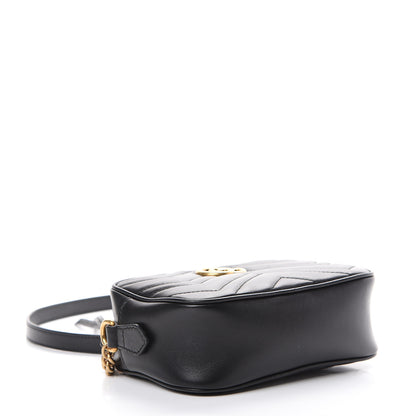 Gucci Calfskin Matelasse Mini GG Marmont Chain Shoulder Bag Black 3 of 9