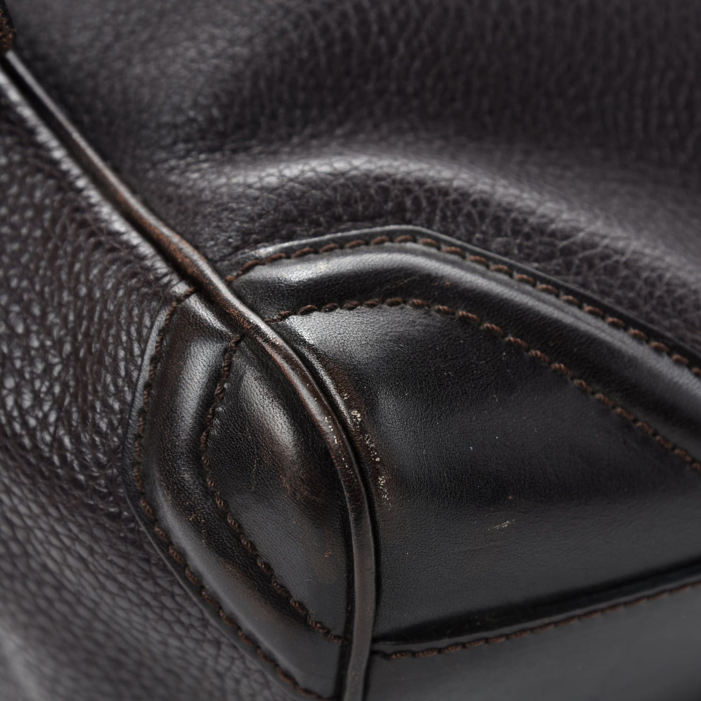 Grainy Calfskin Small Canterbury Tote Dark Chocolate
