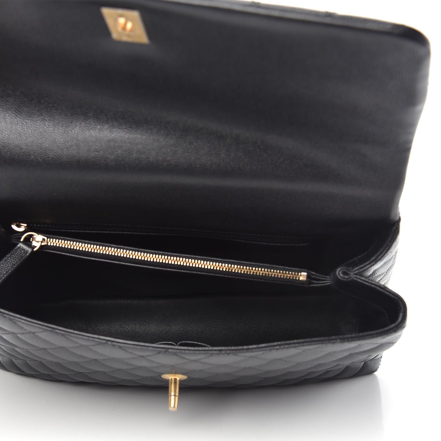 Chanel Caviar Elaphe Quilted Medium Coco Handle Flap Black Burgundy 5 of 10