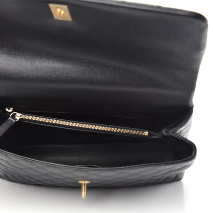 Chanel Caviar Elaphe Quilted Medium Coco Handle Flap Black Burgundy 5 of 10