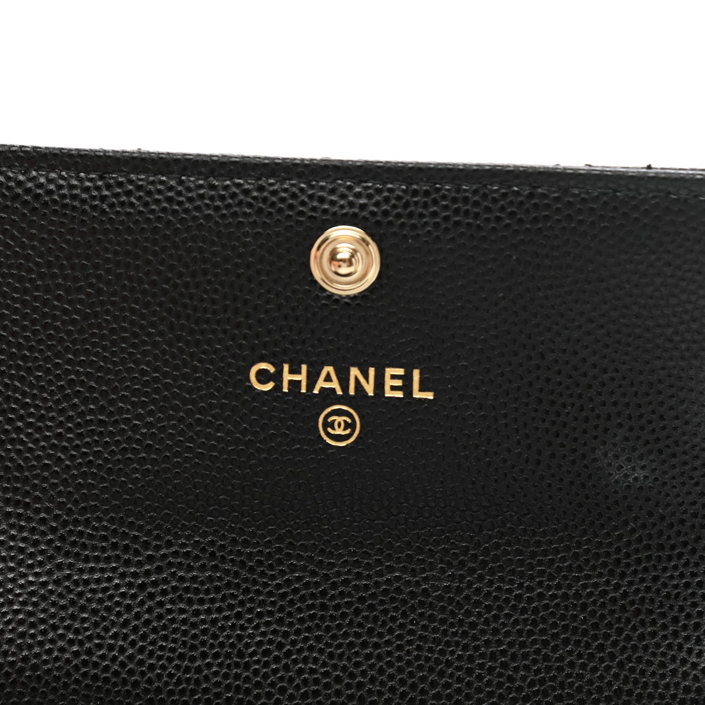 Caviar Quilted Crystal CC Flap Card Holder Black