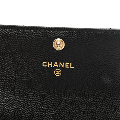 Chanel Caviar Quilted Crystal CC Flap Card Holder Black 6 of 10