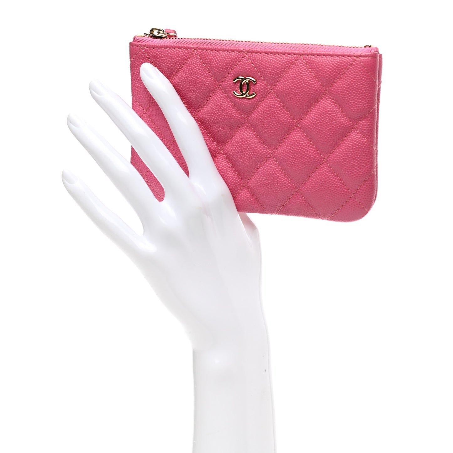 Caviar Quilted Small Cosmetic Case Pink