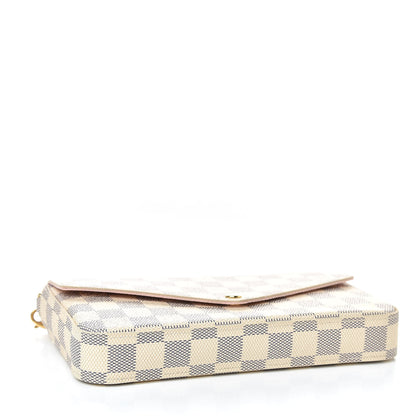 Louis Vuitton Damier Azur Pochette Felicie Chain Wallet Rose Ballerine 4 of 11