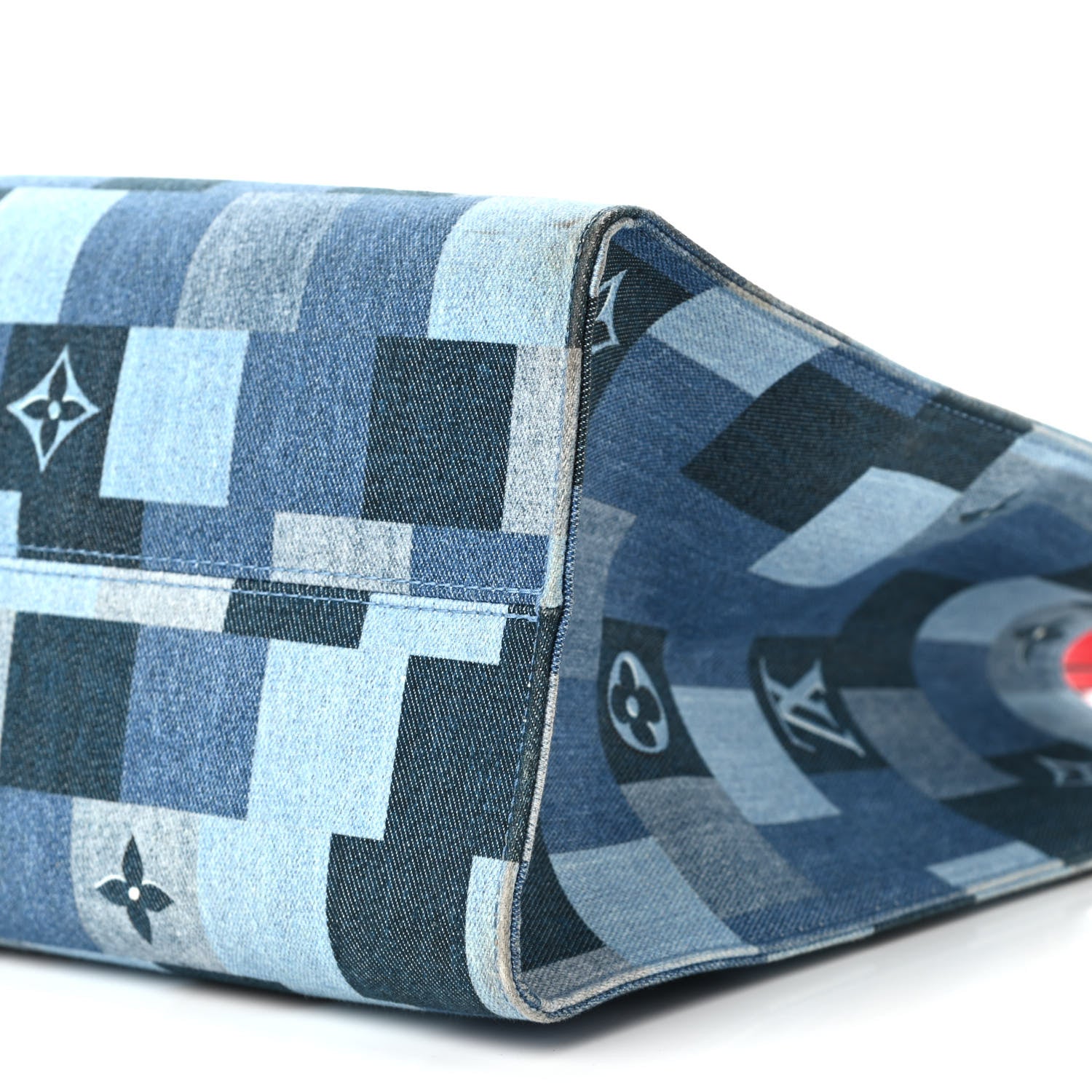 Louis Vuitton Denim Damier Monogram Onthego Blue Rouge 9 of 13