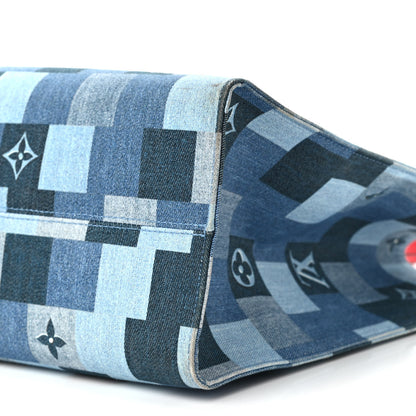 Louis Vuitton Denim Damier Monogram Onthego Blue Rouge 9 of 13