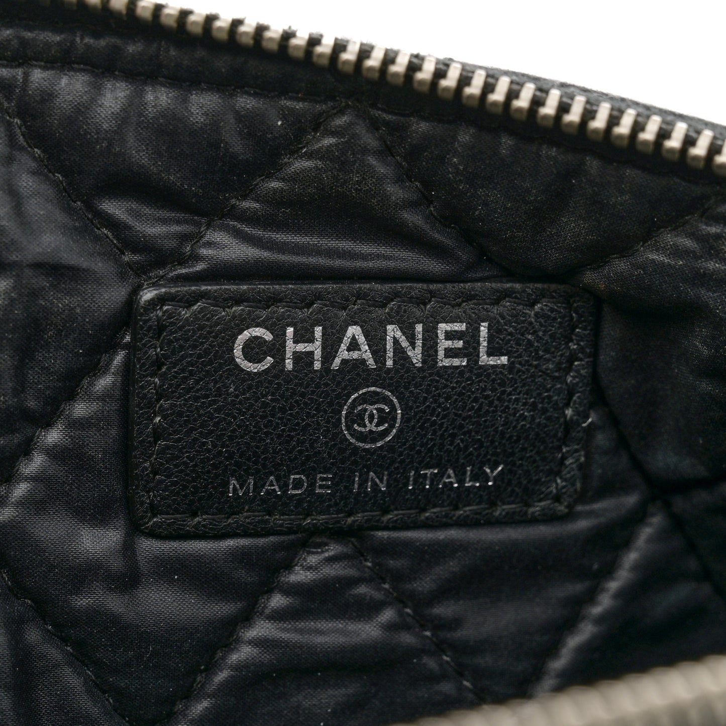 Lambskin Double Stitch Quilted Large Cosmetic Case Black