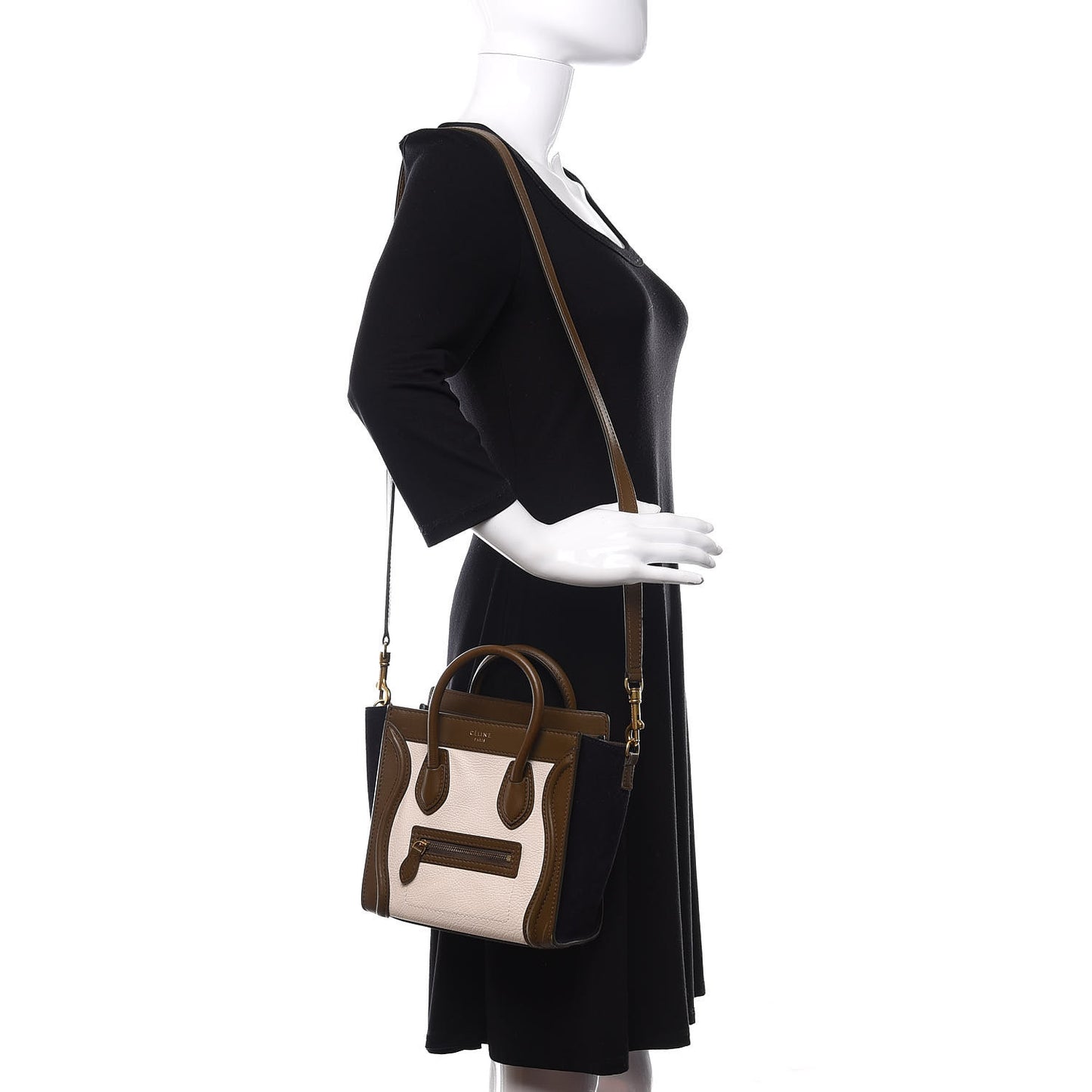 Calfskin Suede Nano Tri-Color Luggage Cream