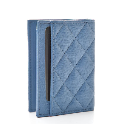 Chanel Caviar Quilted Card Holder Wallet Blue 3 of 9