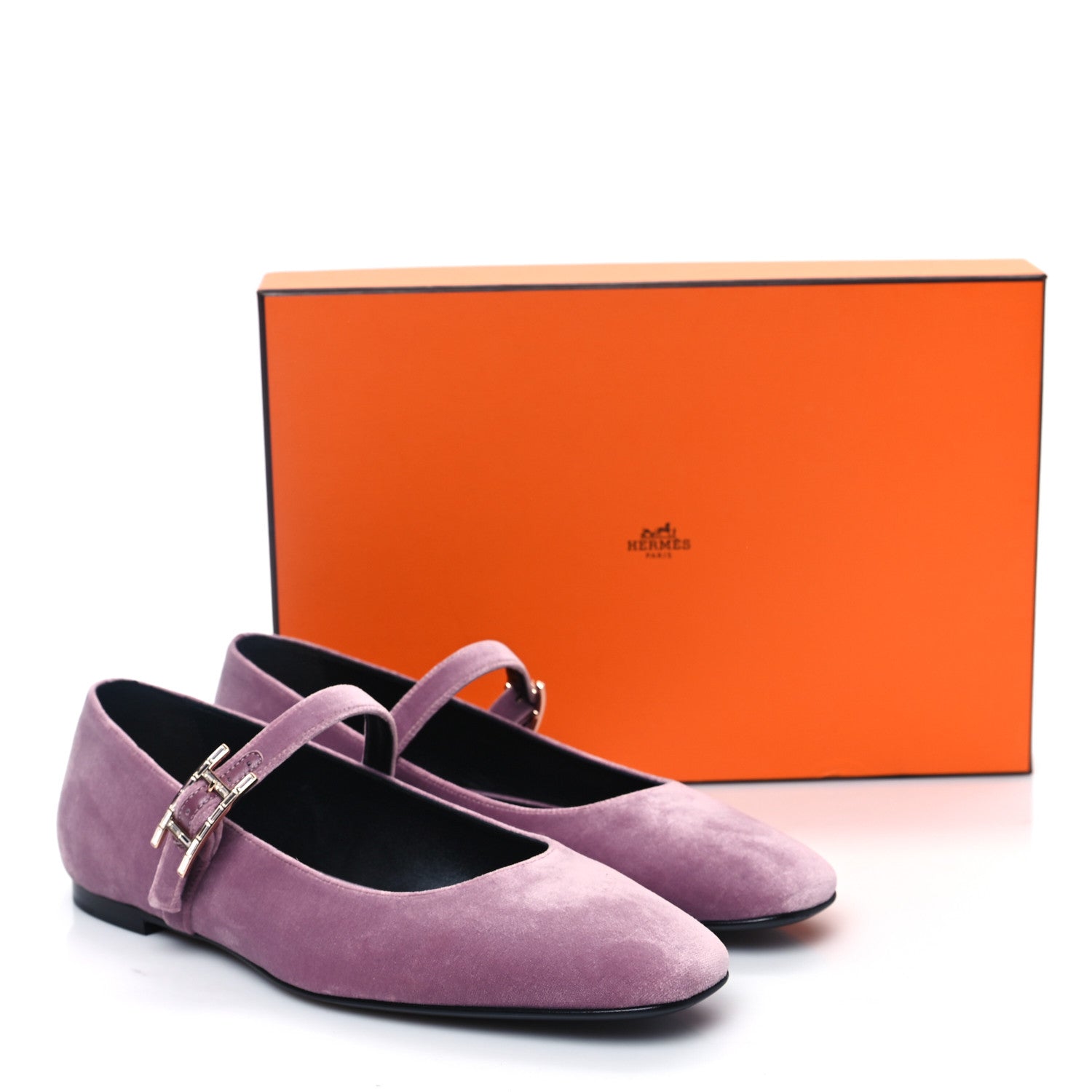 Hermes Velvet Jane Ballet Flats 38 Bruyere 9 of 9