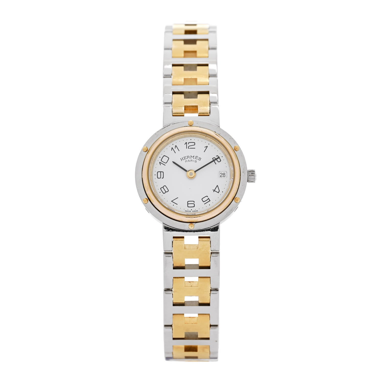 Hermes Stainless Steel 24mm Clipper Quartz Watch Gold 1 of 4