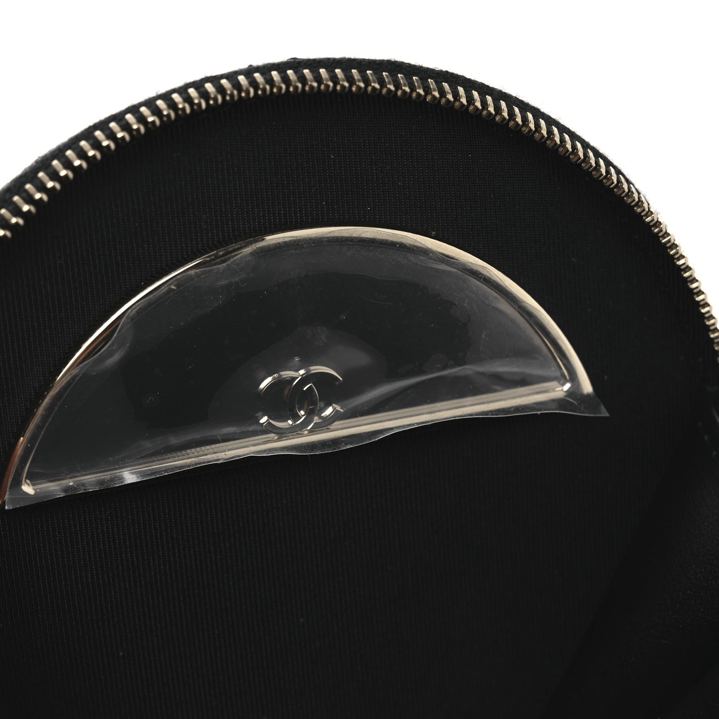Caviar Quilted Round Handle With Care Vanity With Chain Black