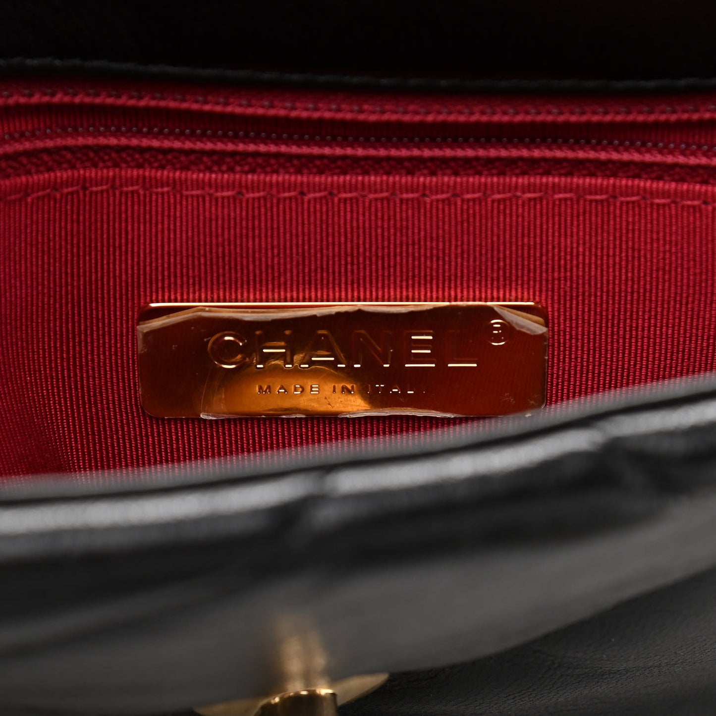 Shiny Goatskin Quilted Medium Chanel 19 Flap Black