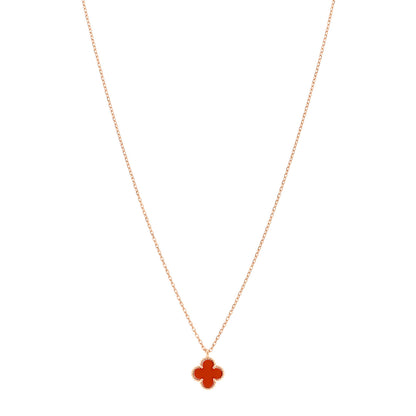 Van Cleef & Arpels 18K Rose Gold Carnelian Sweet Alhambra Pendant Necklace 1 of 5