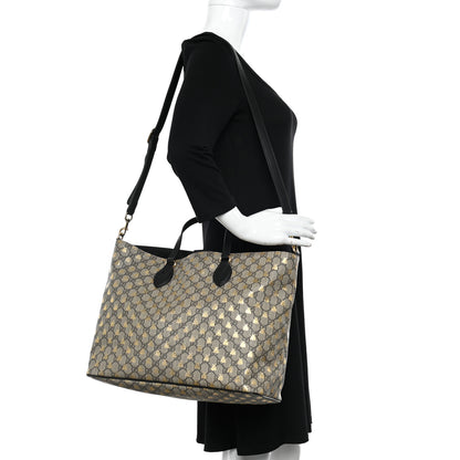 Gucci Soft GG Supreme Monogram Bees Medium Crossbody Tote Beige Oro Black 2 of 10