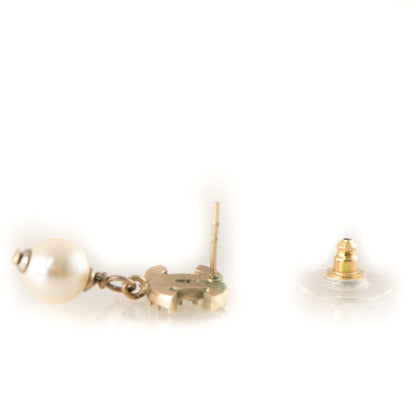 Chanel Crystal Pearl CC Drop Earrings Gold 4 of 5