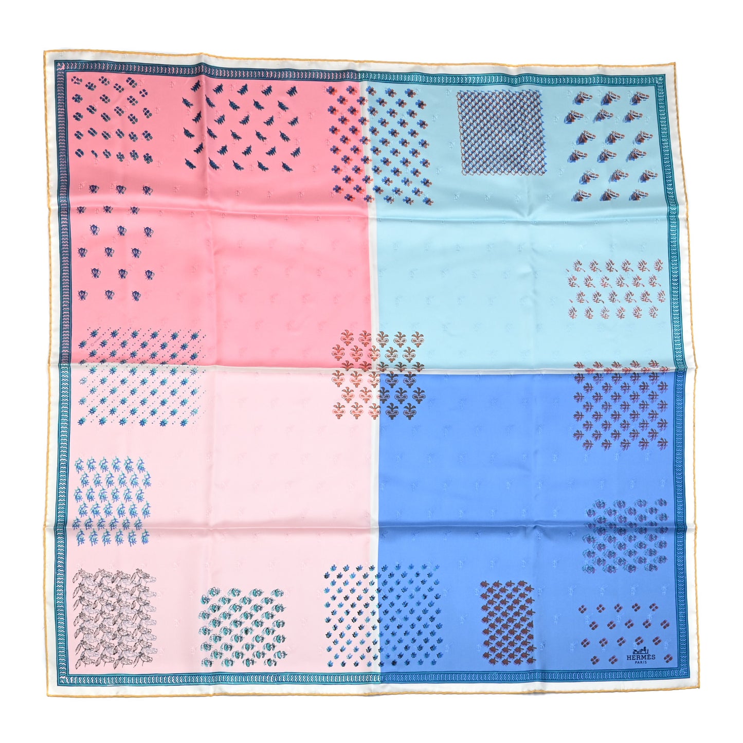 Silk Quadri Au Bloc Scarf 90