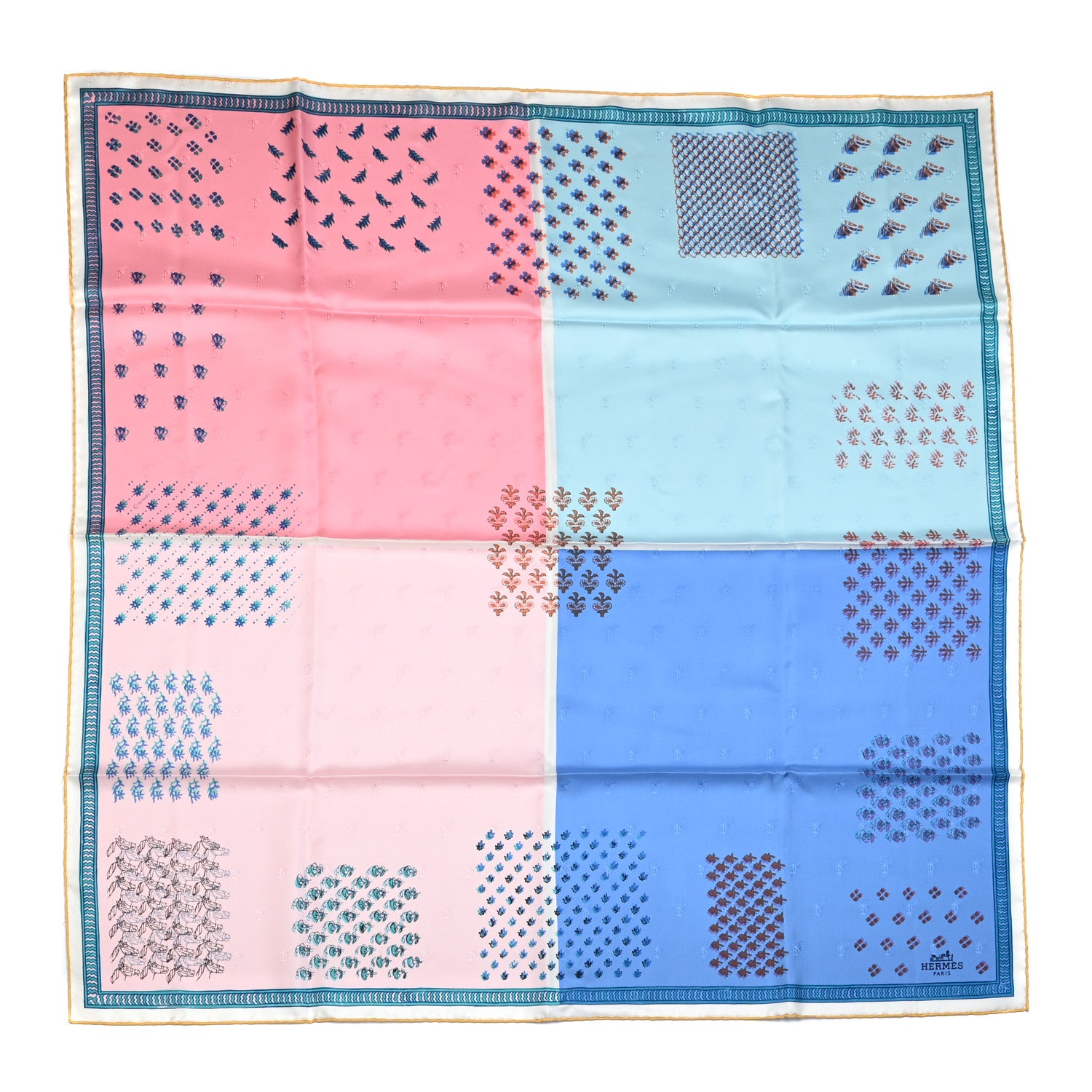 Hermes Silk Quadri Au Bloc Scarf 90 1 of 5