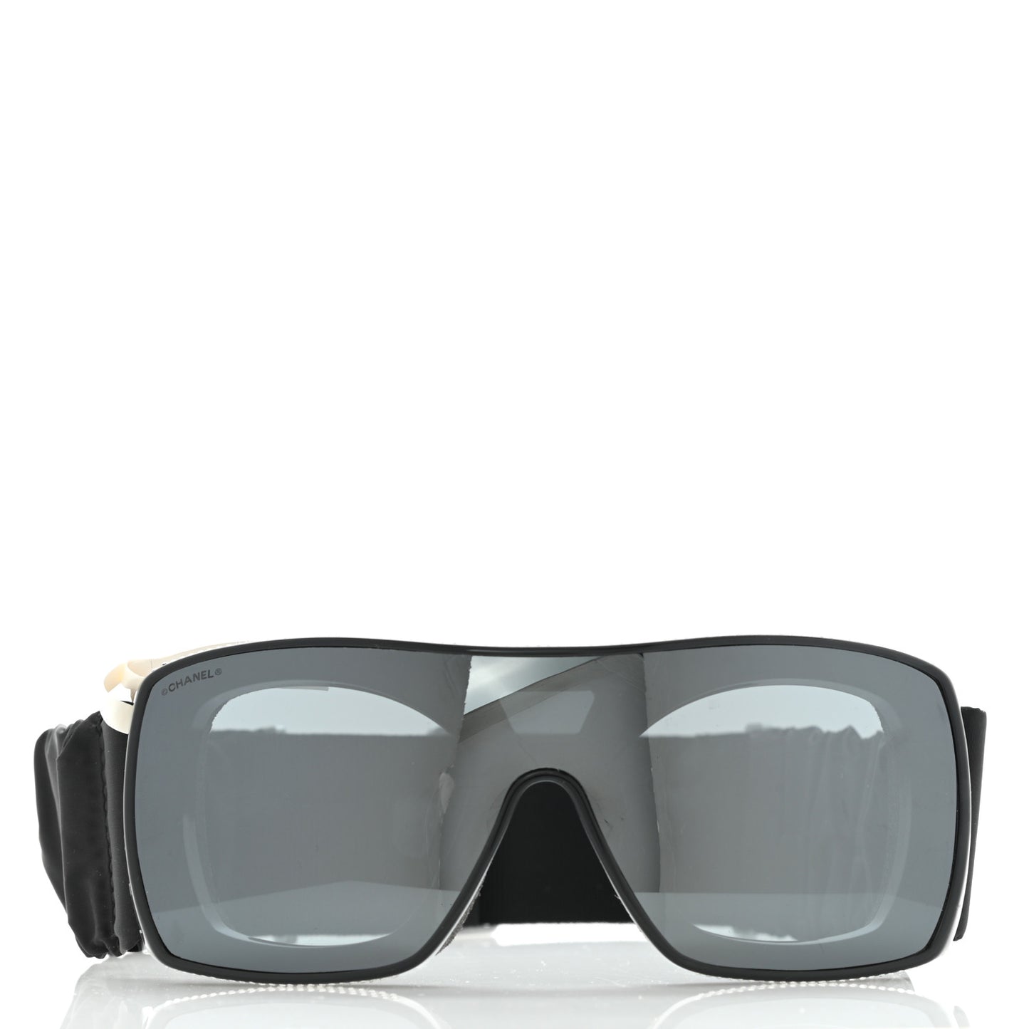 Crystal Acetate Technical Satin Shield Sunglasses Black
