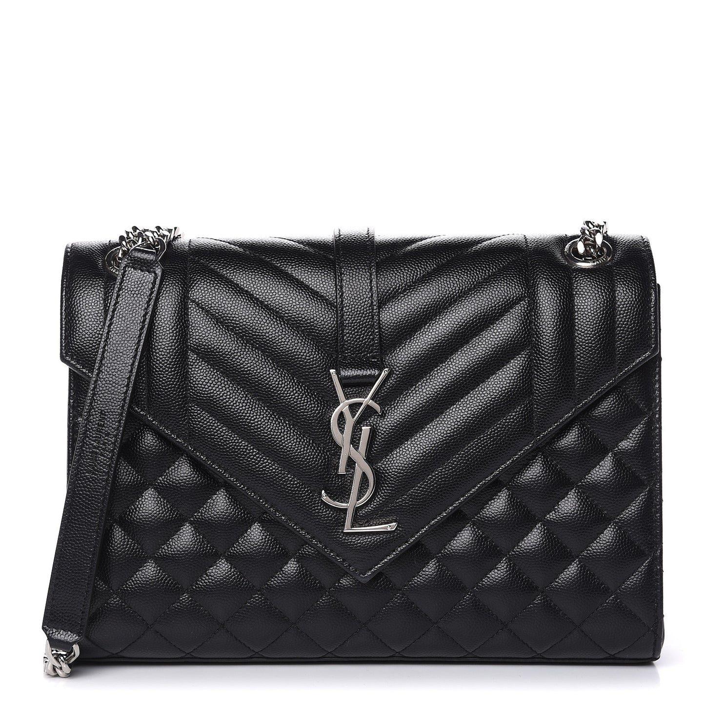 Grain De Poudre Textured Mixed Matelasse Triquilt Medium Monogram Satchel Black